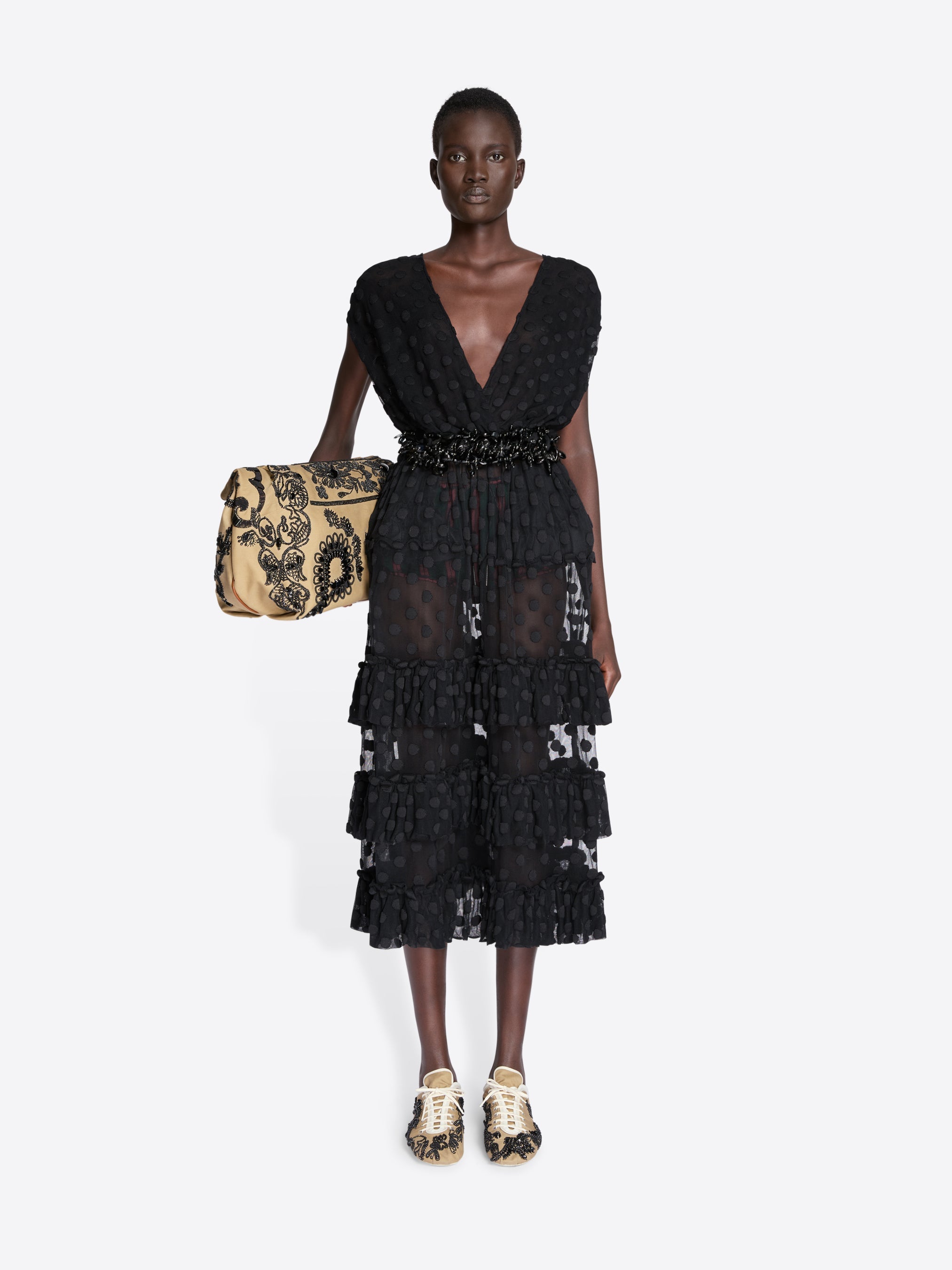 Ruffled Mesh Dress