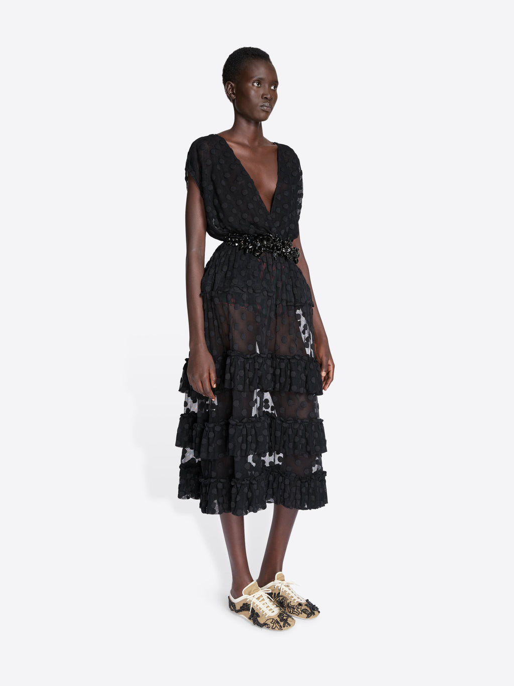 Ruffled Mesh Dress
