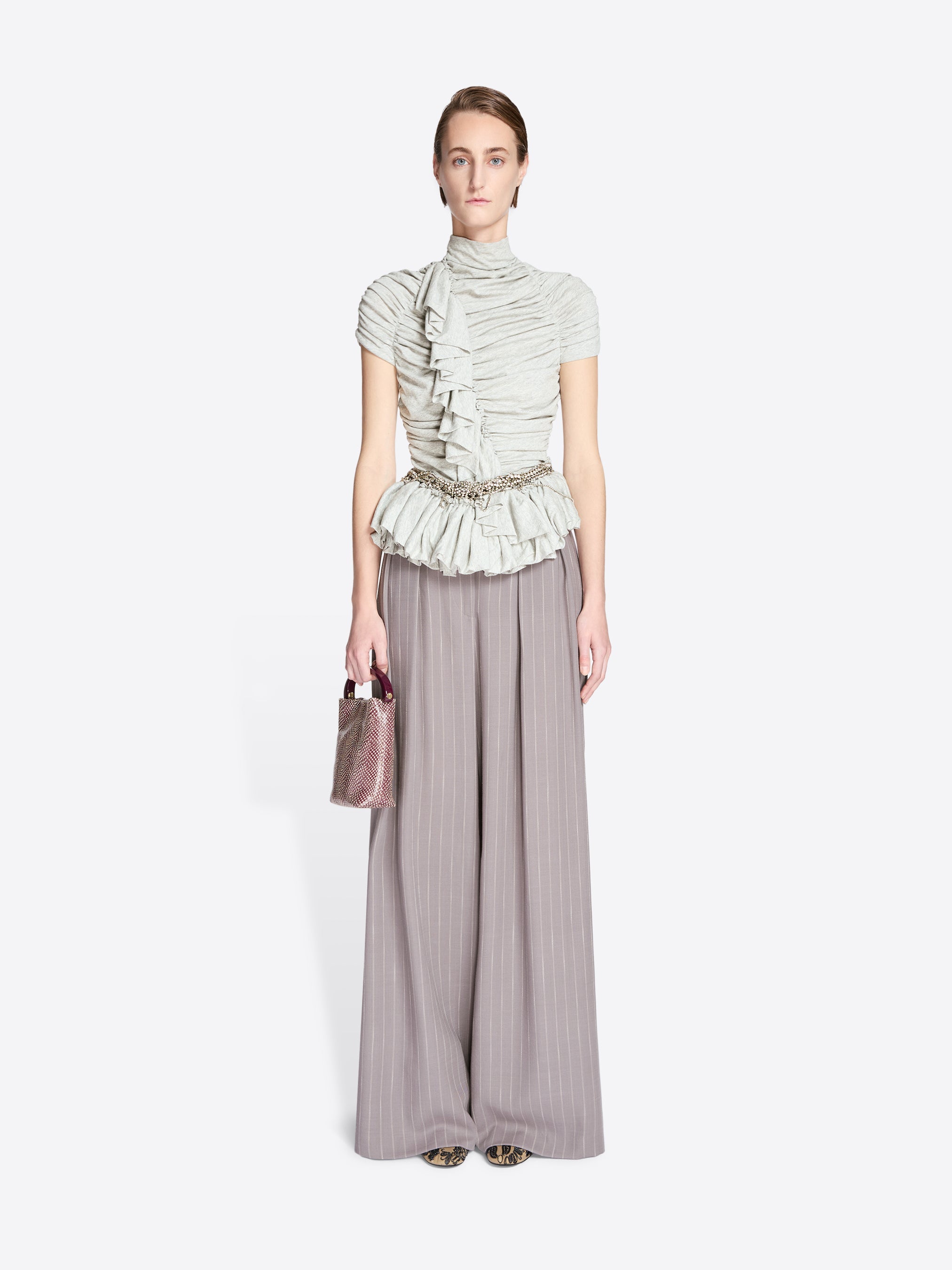 Ruffled High Neck Top