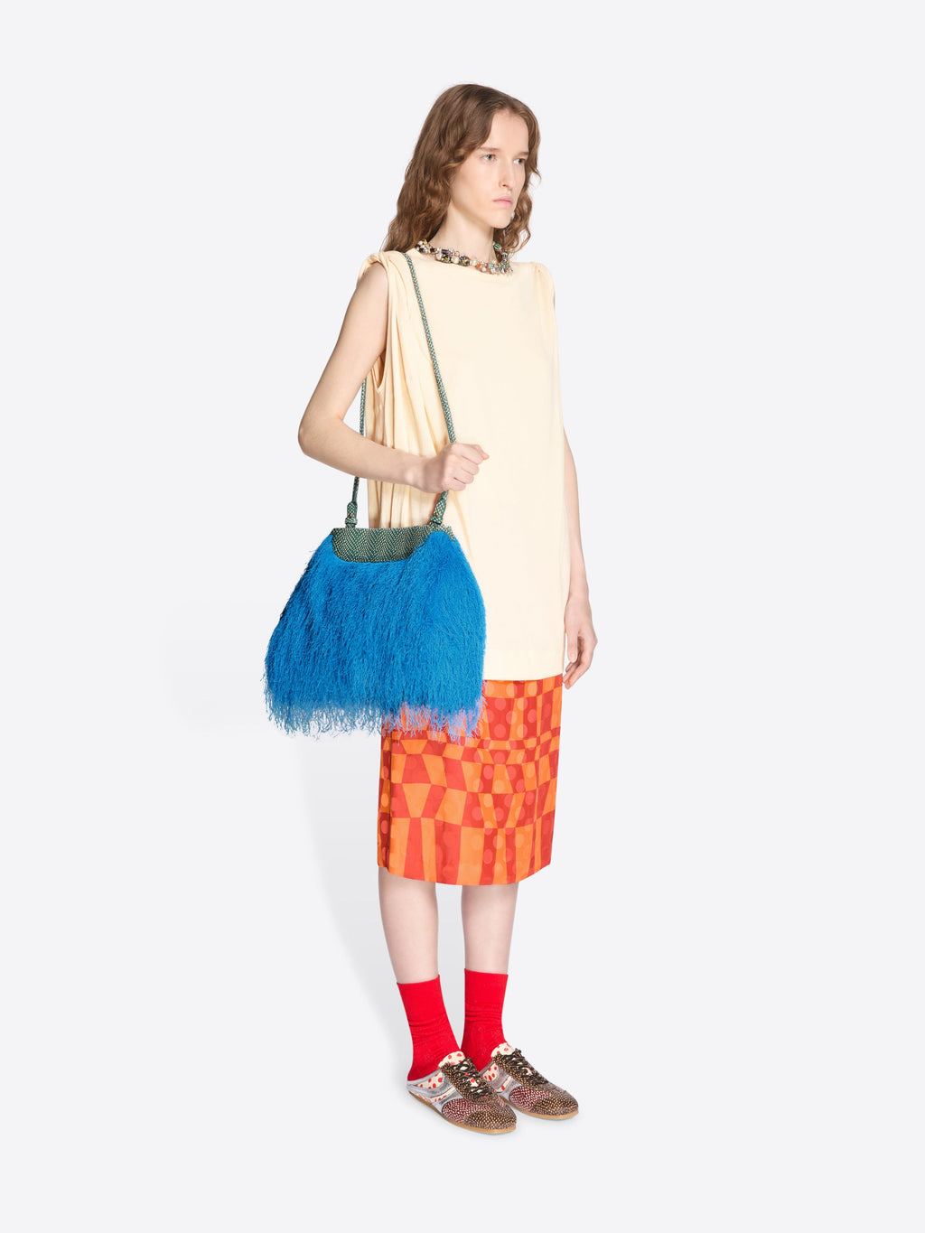 Ruffled Crossbody Clutch Bag