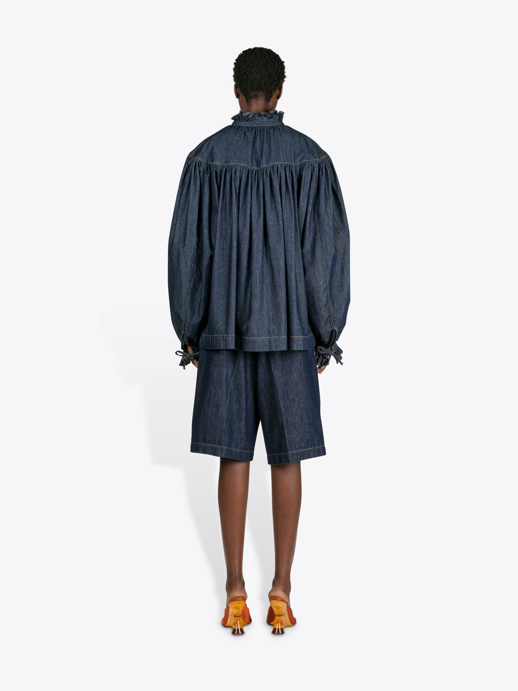 Ruffled Denim Shirt