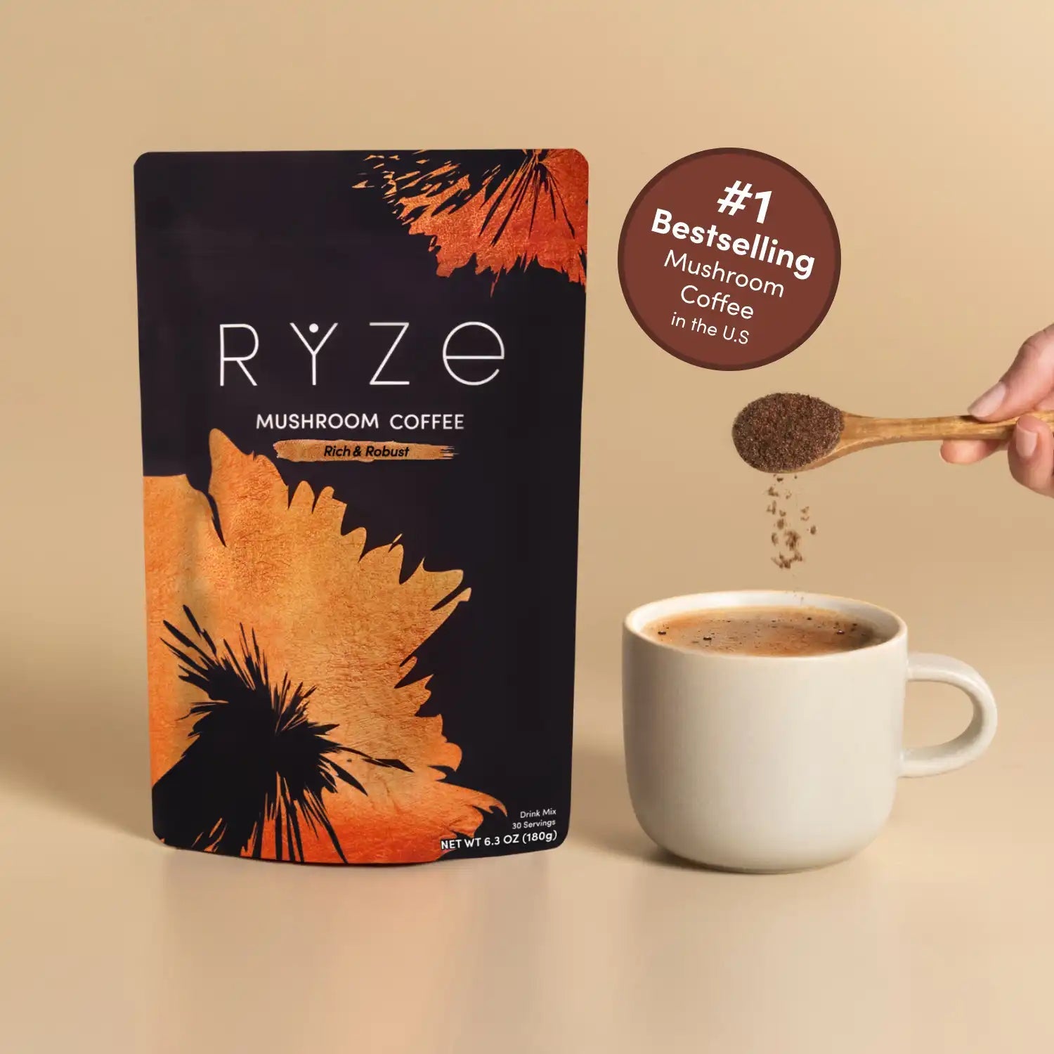 Mushroom Coffee Dark Roast (30 Servings) - for Bold Everyday Brewing